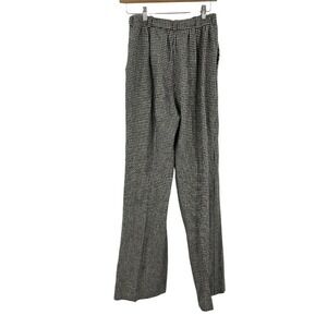 Laurence Bras Pants Black White Wool Houndstooth High Waist Wide Leg Trouser 0